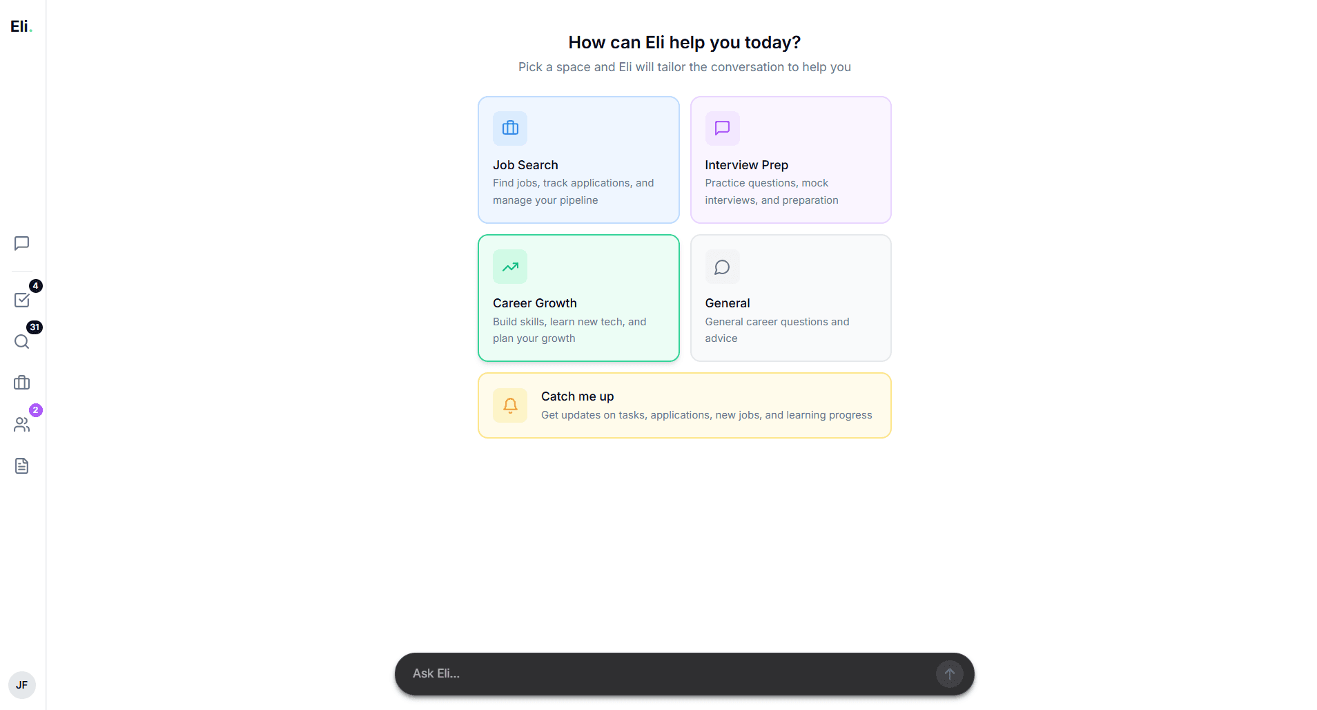 Eli โ AI career agent interface